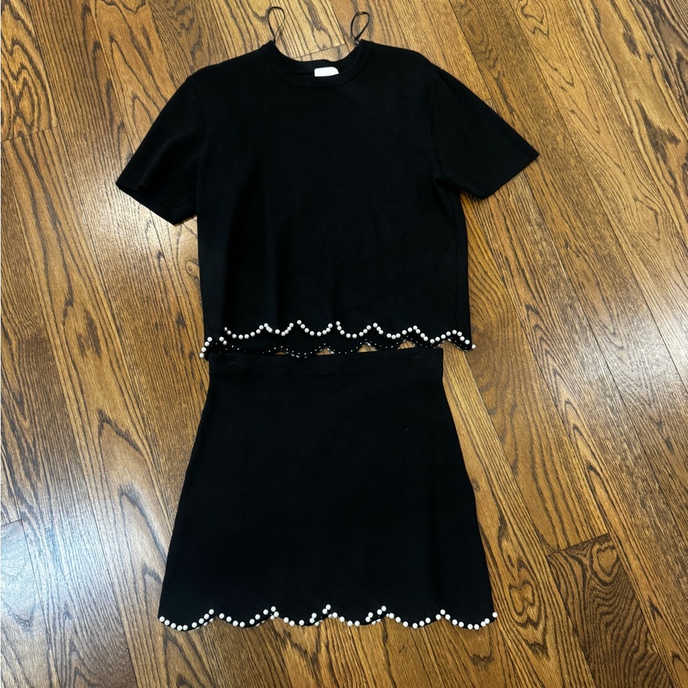 H&M Black Knit top and skirt set
